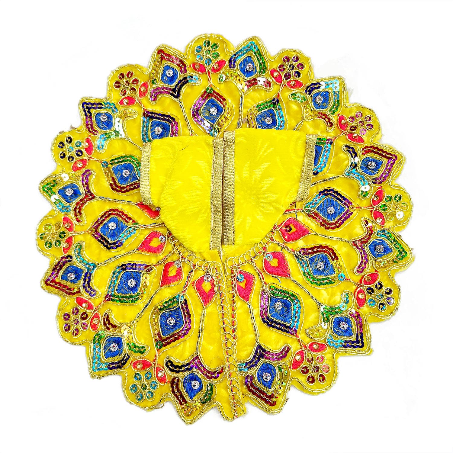 Designer Heavy Parl Multi Flower Yellow Dress For Laddu Gopal Ji - Brijya