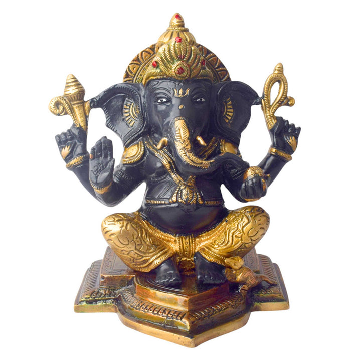 The "9.1 Inch Sacred Ganesh Idol" is a beautifully crafted statue of Lord Ganesha, symbolizing wisdom, success, and the removal of obstacles. Standing at 9.1 inches tall, it features intricate detailing and traditional attributes like the axe, lotus, and modak.