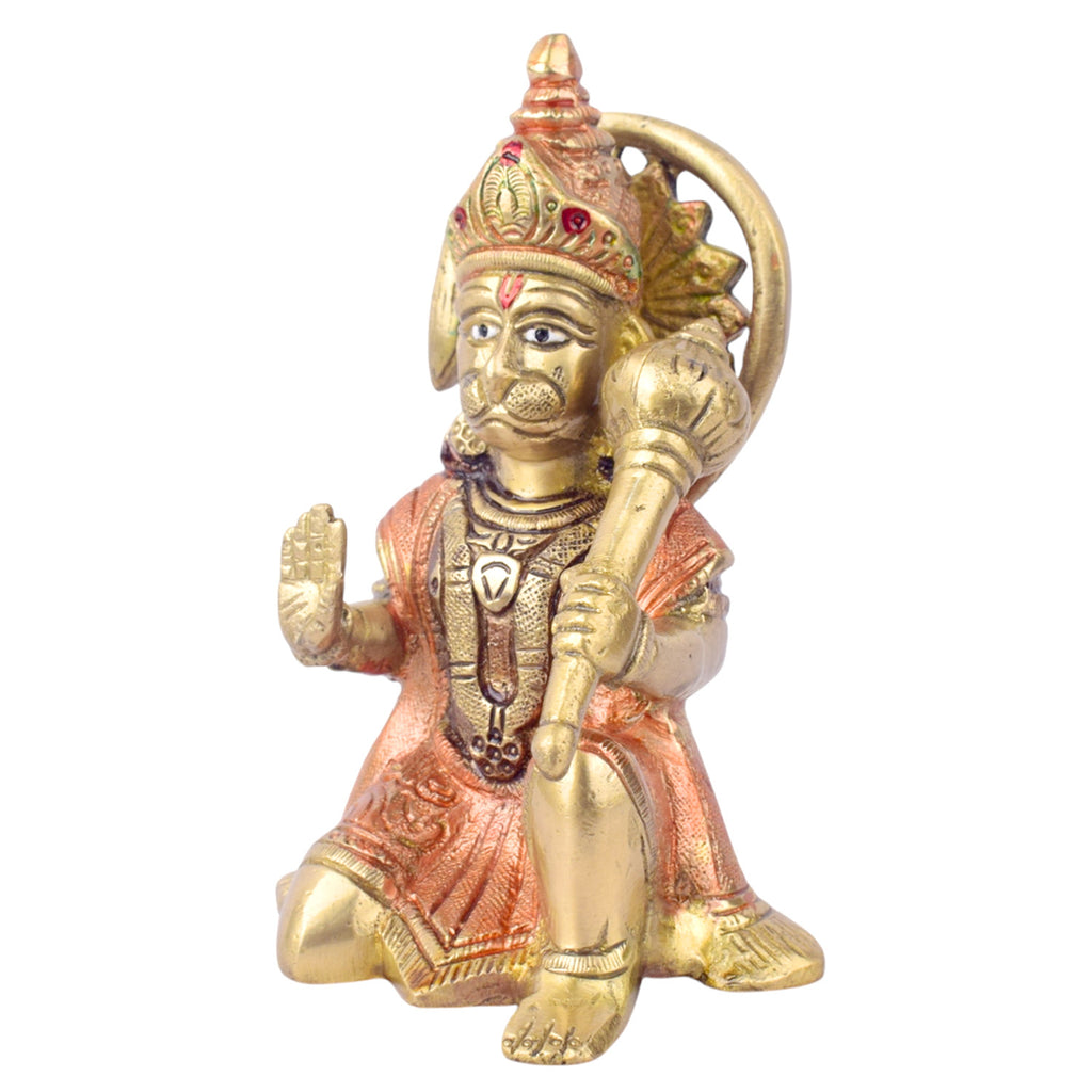 The "5.3 Inch Handcrafted Brass Hanuman Idol" is a meticulously crafted statue that beautifully captures the essence of Lord Hanuman’s strength, devotion, and protection. Standing at 5.3 inches tall, this idol is made from high-quality brass and features exquisite handcrafted detailing,