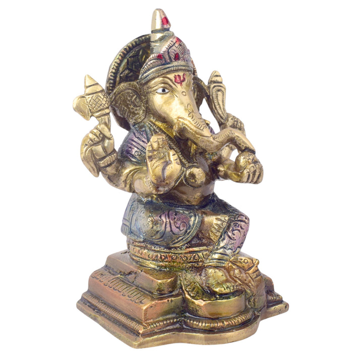  The "5.1 Inch Divine Ganesh Idol" is a beautifully crafted statue symbolizing wisdom, prosperity, and the removal of obstacles. Standing at 5.1 inches tall, this idol captures the serene and auspicious presence of Lord Ganesha, the beloved Hindu deity known for bringing good fortune and success. 