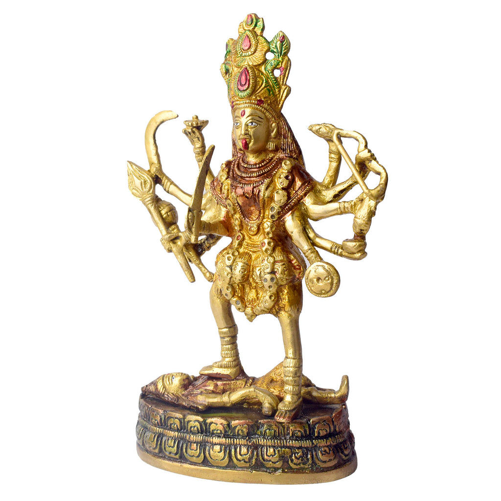 Embrace the divine power and energy of Kali Mata with this intricately handcrafted 9-inch Brass Kali Mata Idol. Known as the goddess of destruction, transformation, and liberation, Kali Mata represents the removal of negativity and the triumph of good over evil.