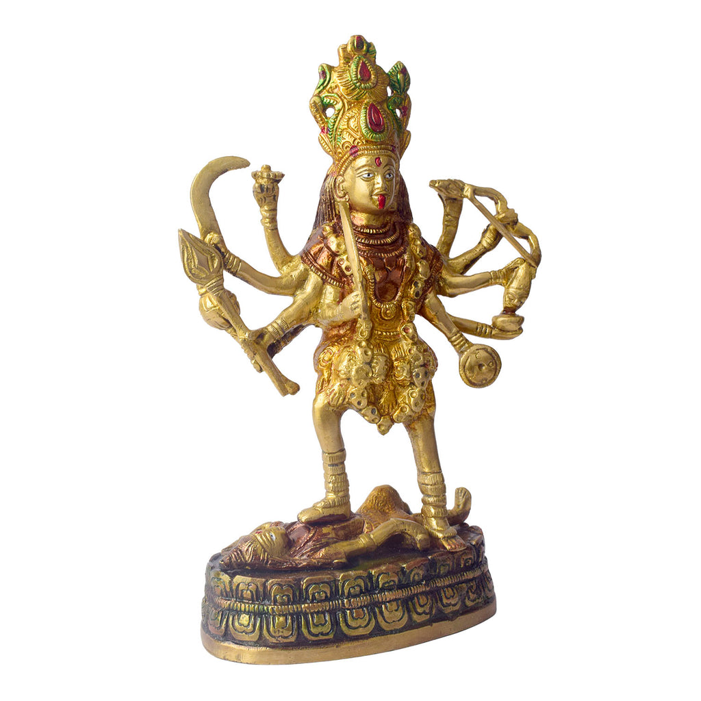 Embrace the divine power and energy of Kali Mata with this intricately handcrafted 9-inch Brass Kali Mata Idol. Known as the goddess of destruction, transformation, and liberation, Kali Mata represents the removal of negativity and the triumph of good over evil.