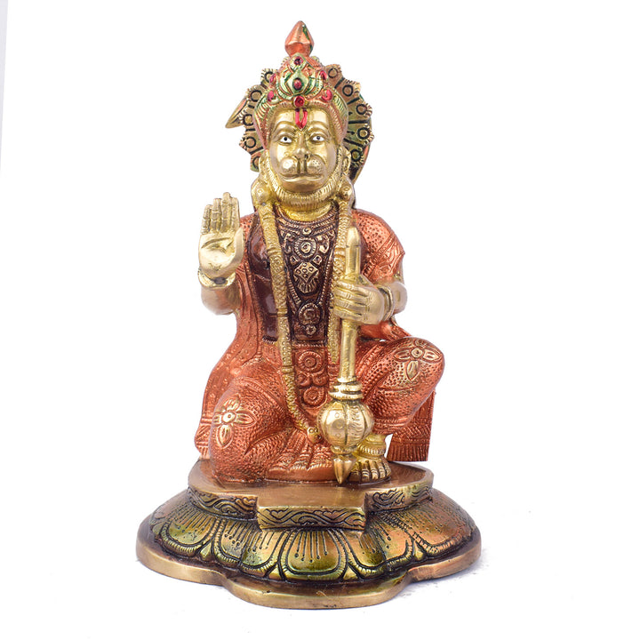 The "8.9 Inch Brass Hanuman Sculpture" is a beautifully crafted representation of Lord Hanuman, the revered deity of strength, devotion, and protection.