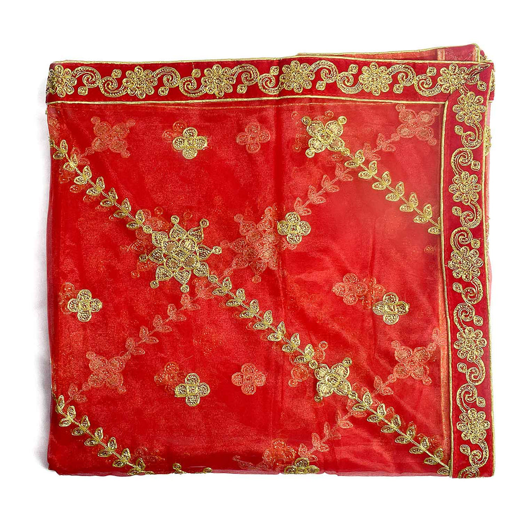 Graceful Mata Ki Chunri adorned with intricate golden embroidery, ideal for Devi Puja, temple offerings, and religious ceremonies. Measuring 216 cm (85 inches) in length and 104 cm (41 inches) in height, this Chunri is crafted from high-quality fabric with elegant gold detailing. Perfect for Navratri, Durga Puja, and festive decorations.

Shop Premium Mata Ki Chunri, Designer Devi Chunri, and more at Satvik Store for authentic spiritual products