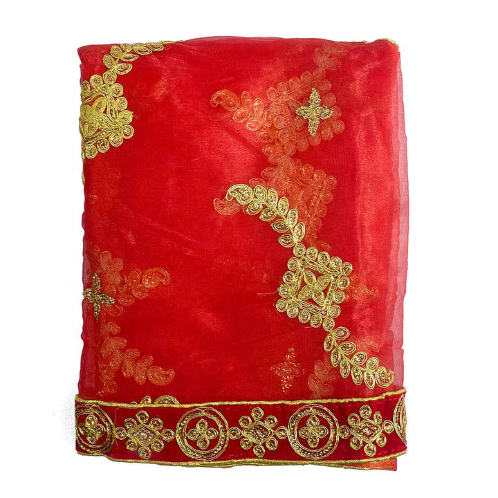 Enhance your spiritual rituals with this beautiful Mata Ki Chunri, designed with intricate golden winged motifs. Measuring 212 cm (83.5 inches) in length and 102 cm (40 inches) in height, this Chunri is crafted from premium-quality fabric with delicate gold detailing. Ideal for Navratri, Durga Puja, temple offerings, and home decor, it adds a divine touch to your prayers and celebrations.

🛍️ Shop authentic Mata Ki Chunris, Devi Chunaris, and more at Satvik Store for all your pooja and festive essentials. 