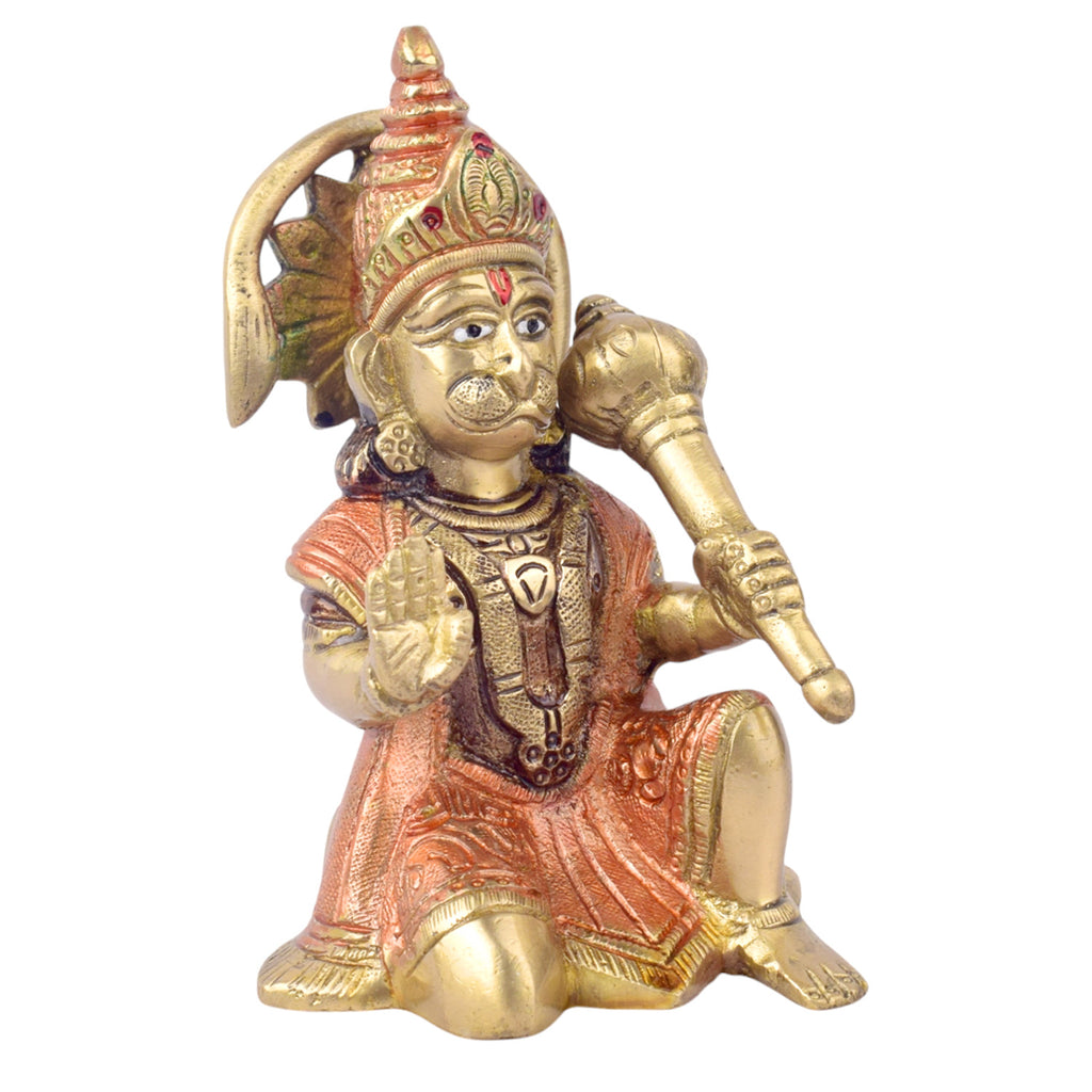 The "5.3 Inch Handcrafted Brass Hanuman Idol" is a meticulously crafted statue that beautifully captures the essence of Lord Hanuman’s strength, devotion, and protection. Standing at 5.3 inches tall, this idol is made from high-quality brass and features exquisite handcrafted detailing,