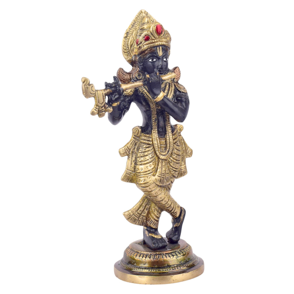  The 9.1 Inch Krishna Idol A Spiritual Icon of Joy and Devotion is a captivating representation of Lord Krishna's divine love and blissful energy. Crafted with exquisite detail, this idol showcases Krishna in a joyful and serene pose, with his flute in hand, symbolizing the music of the soul and the divine connection between the mortal and the eternal. 