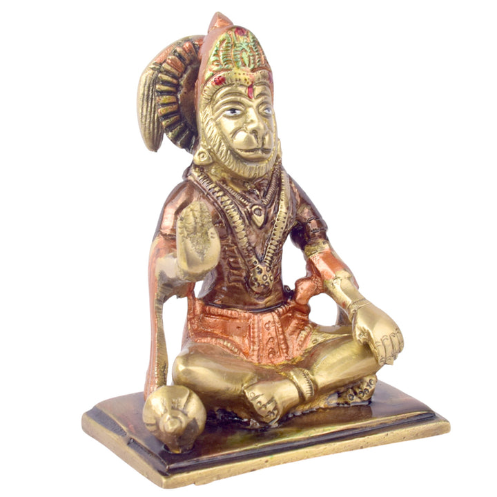 The "4.5 Inch Eternal Brass Hanuman Idol" is a finely crafted representation of Lord Hanuman, embodying strength, devotion, and divine protection. Standing at 4.5 inches tall, this compact yet striking idol is made from high-quality brass, showcasing intricate details that highlight Hanuman’s powerful form and serene expression