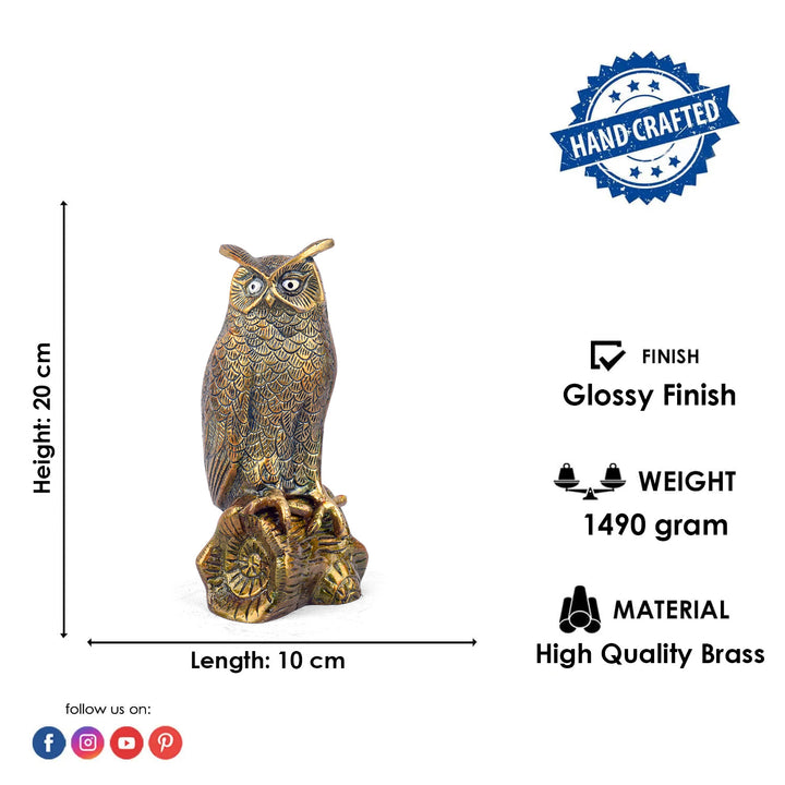  The 7.9 Inch Brass Owl Figurine Guardian of Wisdom and Insight is a beautifully crafted piece that symbolizes knowledge, wisdom, and intuition. This elegant owl figurine is made from high-quality brass, showcasing intricate detailing that highlights the owl's watchful gaze and majestic presence. 