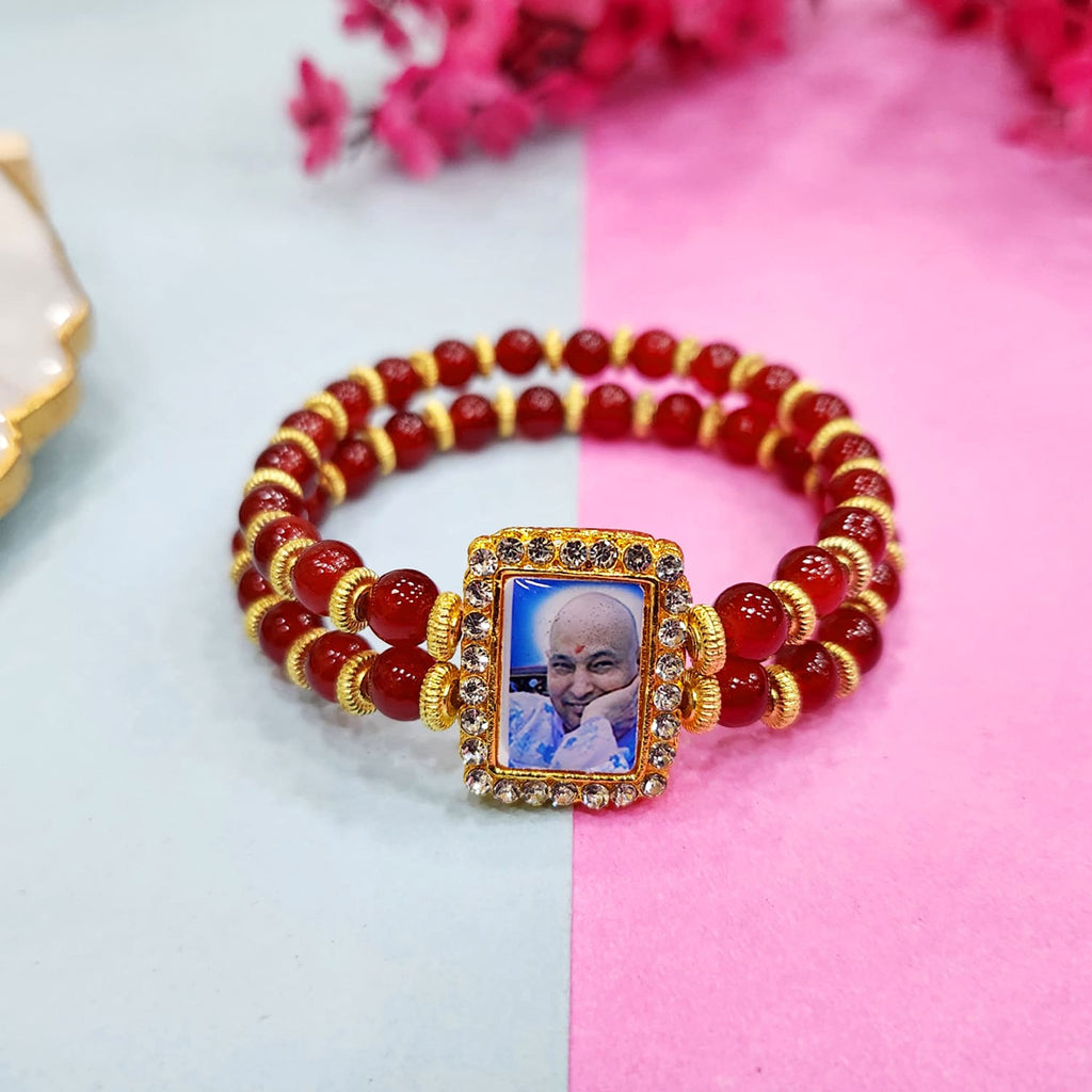 Maroon Kundun Stud Acrylic Bracelet - vidhya_kangan - 2075515