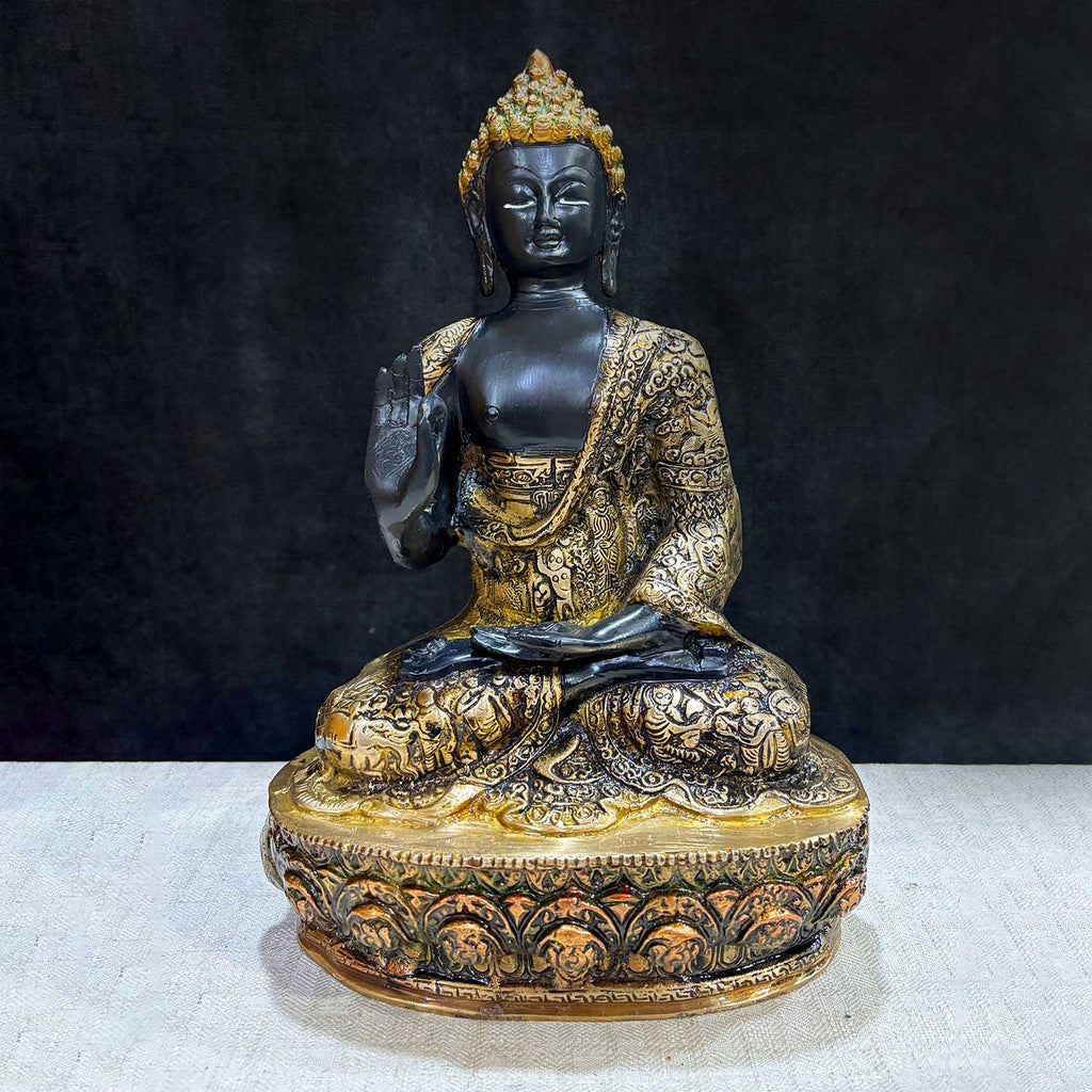  This 13-inch Buddha statue, crafted with exceptional detail, embodies tranquility and wisdom. In a peaceful sitting pose, it symbolizes deep meditation and spiritual calm. 