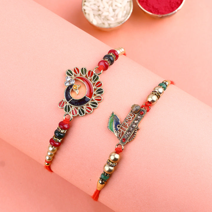 auspicious kundan flower design chain bracelet and Dora Rakhi combo for  bhaiya and bhabhi | Buy Online Bhaiya-Bhabhi Rakhi