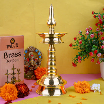 SATVIK Brass Puja Thali Set with Diya and Agarbatti Holder, Brass Metal  Pooja Thali Religious Spiritual Puja Accessories for Home and Temple.  Complete