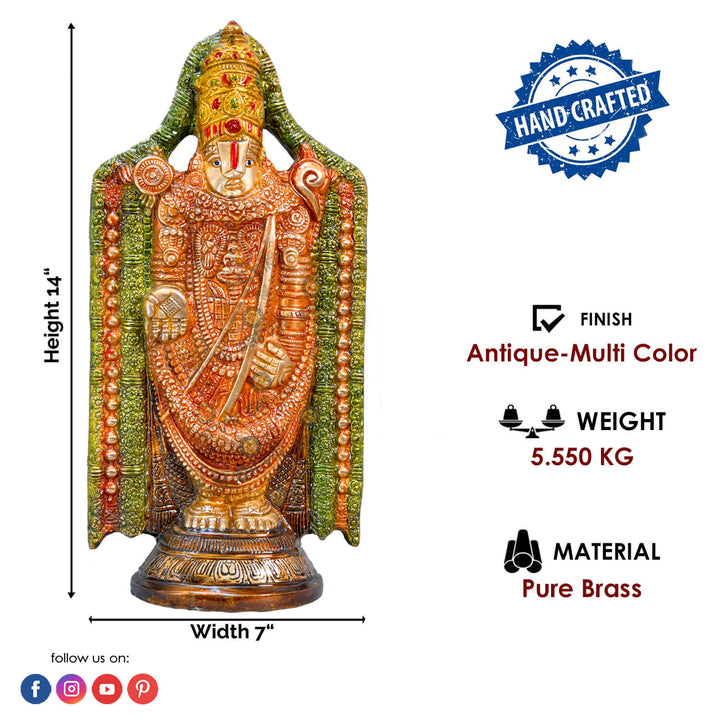 Brass Tirupati Balaji Idol Puja Store Online Pooja Items Online Puja Samagri Pooja Store near me www.satvikstore.in